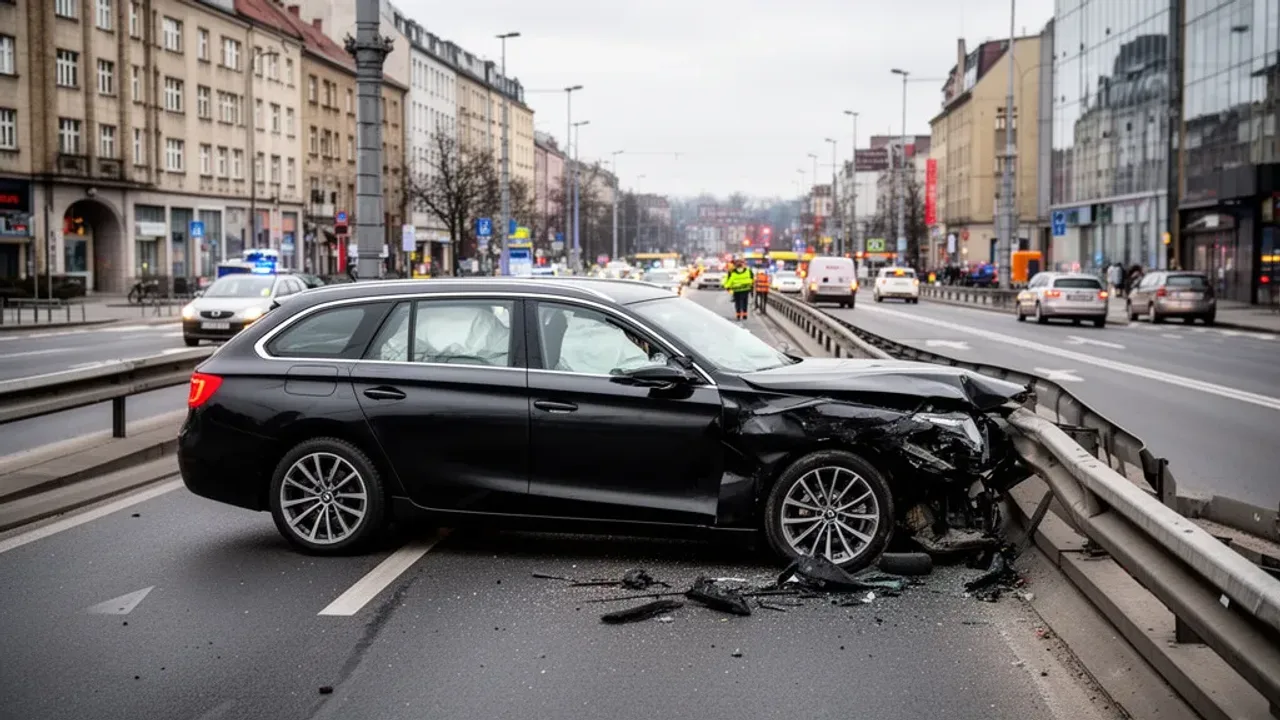 Pijany kierowca wjechał w barierki na al. Korfantego, nikt nie ucierpiał