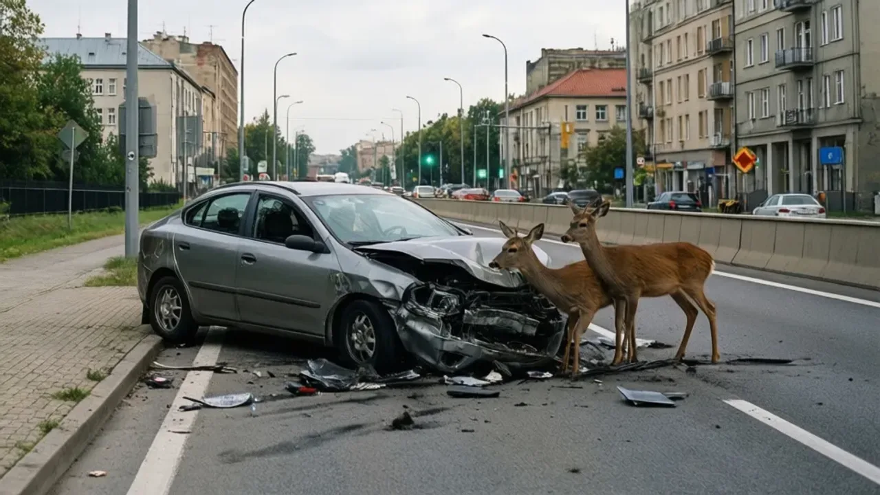 Wypadek z udziałem saren na DK86